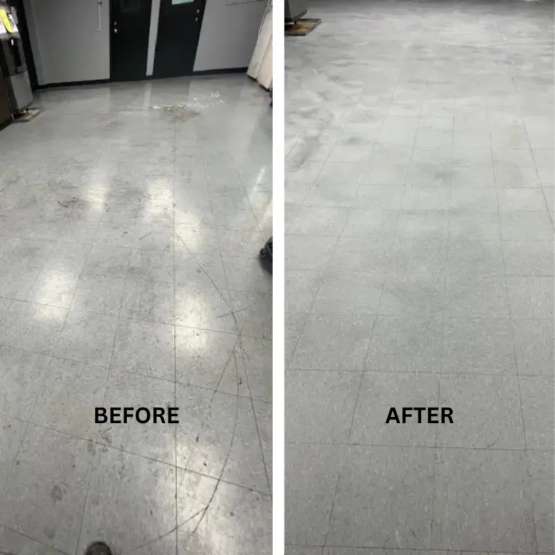 Floor Stripping and Waxing Before After